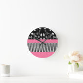 Horloge Ronde chevron rose (Maison)