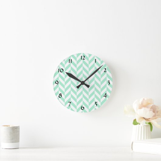 Horloge Ronde Chevron vert light (Maison)