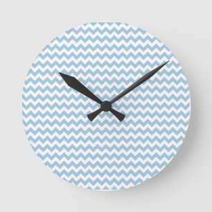 Horloge Ronde Chevrons d'horloge murale, bleus et blancs ronds