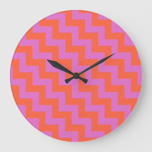 Horloge ronde, Chevrons magenta et orange (Recto)