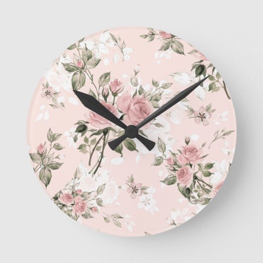 Horloge Ronde Chic chic, français chic, vintage, floral, rustiqu (Recto)