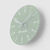 Horloge Ronde Chic et élégant caméo vert et blanc (Angle)