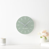 Horloge Ronde Chic et élégant caméo vert et blanc (Maison)