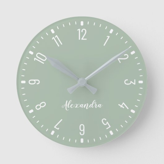 Horloge Ronde Chic et élégant caméo vert et blanc (Recto)