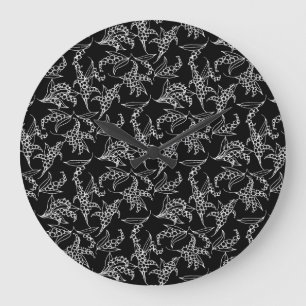 Horloge ronde chic : Lys-of-the-Valley, Noir