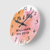 Horloge Ronde Chic minable d'aquarelle florale en pastel moderne (Angle)