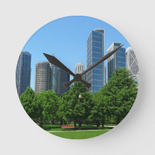 Horloge Ronde Chicago Illinois Windy City Park Bâtiments Destiny