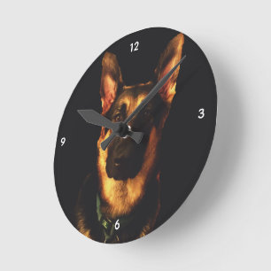 HORLOGE RONDE CHIEN ALLEMAND SHEPHERD