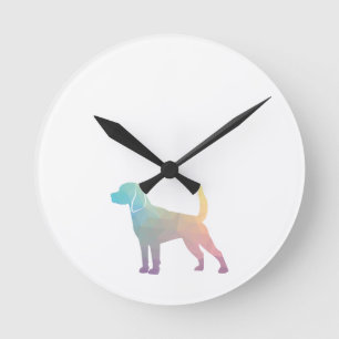 Horloge Ronde Chien beagle race Geo Silhouette Pastel