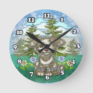 Horloge Ronde Chien Brownie Pup 