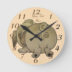 Horloge Ronde chien chiot mignon jouant du carlin brun