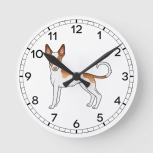 Horloge Ronde Chien de bande dessinée Lévrier ibérique à poil li