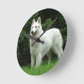 Horloge Ronde Chien de Berger Blanc Suisse (Angle)