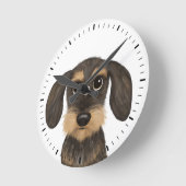 Horloge Ronde Chien de chien renard de Wirehaired Cute Teckel Do (Angle)