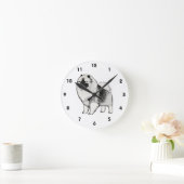 Horloge Ronde Chien de dessin Keeshond (Maison)