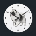 Horloge Ronde Chien de dessin Keeshond<br><div class="desc">Horloge Keesie</div>