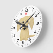 Horloge Ronde Chien de Longhaired Cream with Heart Cute Dog (Angle)