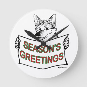Horloge Ronde Chien de Noël : Bonnes Fêtes !
