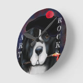 Horloge Ronde Chien de Terre-Neuve (Angle)