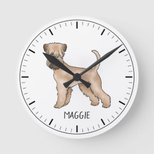Horloge Ronde Chien De Terrier Roulé Avec Un Nom Personnalisé