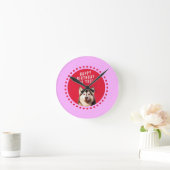 Horloge Ronde Chien Husky Sibérien mignon qui souhaite un joyeux (Maison)