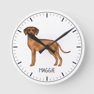 Horloge Ronde Chien Lion Brun Mignon Rhodesian Ridgeback Avec No