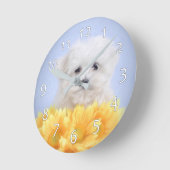 Horloge Ronde Chien maltais (Angle)