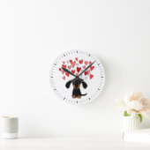 Horloge Ronde Chien mignon avec Coeur Noir et Tan Dachshund (Maison)