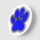 Horloge Ronde Chien Paw En Bleu Avec Contours (Angle)
