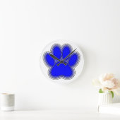 Horloge Ronde Chien Paw En Bleu Avec Contours (Maison)