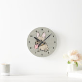 Horloge Ronde Chien-taureau français amusant avec une énorme lan (Maison)