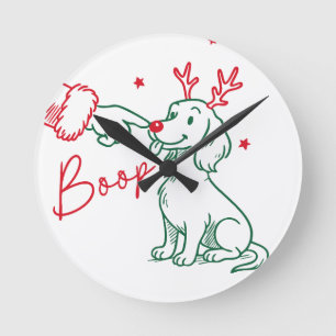 Horloge Ronde Chien teckel Boop de Noël