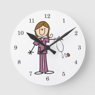 Horloge Ronde Chiffre femelle infirmière de bâton de cheveux