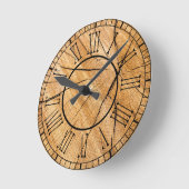 Horloge Ronde Chiffre romain en bois rustique (Angle)