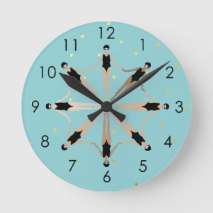 Horloge Ronde Chiffres d'or des nageurs synchronisés artistiques