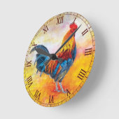 Horloge Ronde Chiffres romains du coq-maron (Angle)