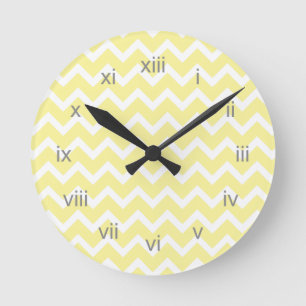 Horloge Ronde Chiffres romains modernes d'horloge jaune et