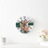 Horloge Ronde Chiffres romains noirs photo pour papa (Maison)