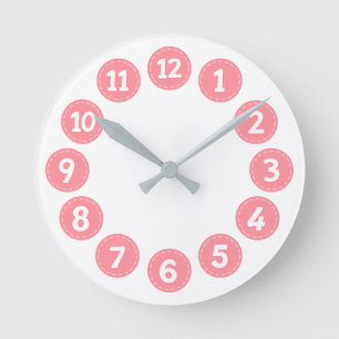 Horloge Ronde Chiffres roses mignons