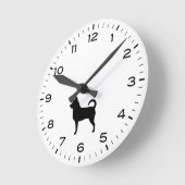 Horloge Ronde Chihuahua race Chien Silhouette noir et blanc (Angle)
