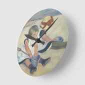 Horloge Ronde Children Playing on the Beach (Angle)