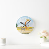 Horloge Ronde Children's Room Beautiful Zebra Giraffe Lemur (Maison)