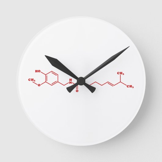Horloge Ronde Chili Capsaicin Formule chimique moléculaire (Recto)