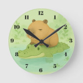 Horloge Ronde Chill & Cute : Capybara & Crocodile mème pour la m (Recto)