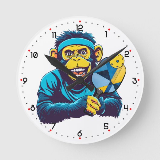 Horloge Ronde Chimpy Smash Pickleball  (Recto)