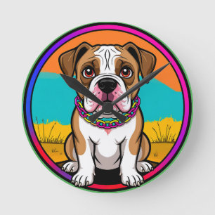 Horloge Ronde Chiot animé mignon avec collier