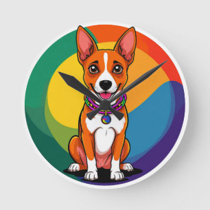 Horloge Ronde Chiot animé mignon avec collier