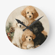 Chiots Caniches Noël Vintage