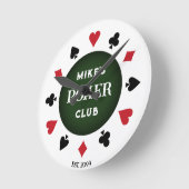 Horloge Ronde Chip de Poker Club Noir (Angle)