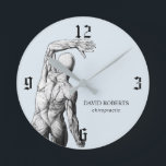 Horloge Ronde Chiropraticien Anatomie professionnelle Chiroprati<br><div class="desc">Chiropractor Chiropractor Light Blue Anatomy Horloges.</div>
